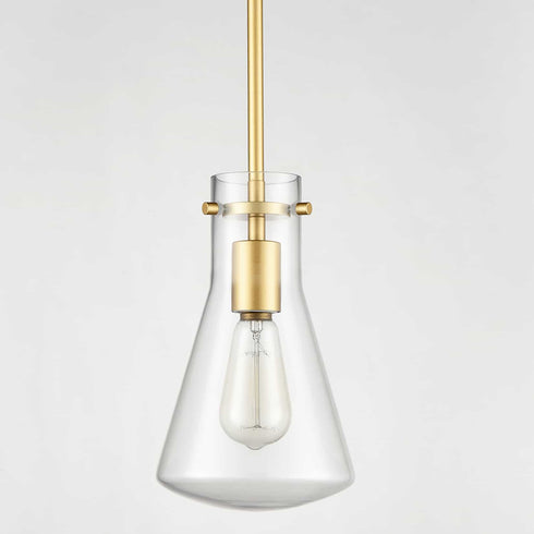Modern Gold Pendant Light with Clear Glass Shade