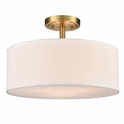 Frassinero 3-Light Semi Flush Mount Ceiling Light with Fabric Drum Shade