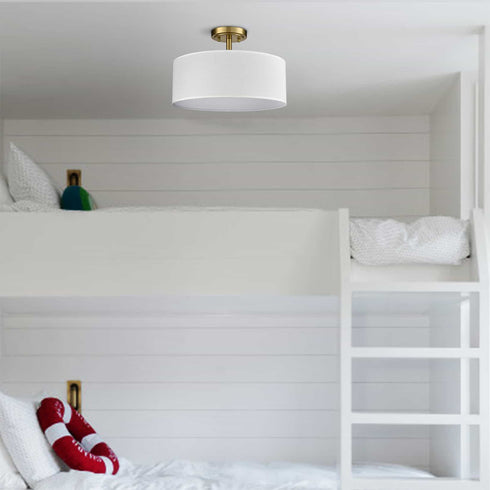 Frassinero 3-Light Semi Flush Mount Ceiling Light with Fabric Drum Shade