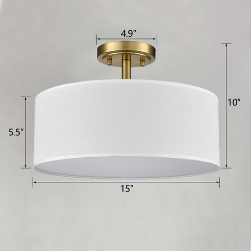 Frassinero 3-Light Semi Flush Mount Ceiling Light with Fabric Drum Shade