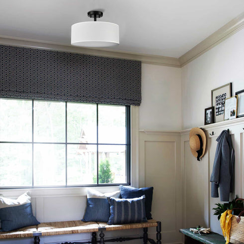 Frassinero 3-Light Semi Flush Mount Ceiling Light with Fabric Drum Shade