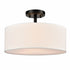 Frassinero 3-Light Semi Flush Mount Ceiling Light with Fabric Drum Shade