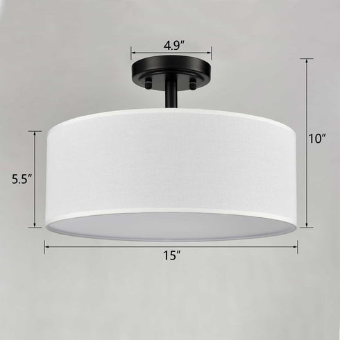 Frassinero 3-Light Semi Flush Mount Ceiling Light with Fabric Drum Shade