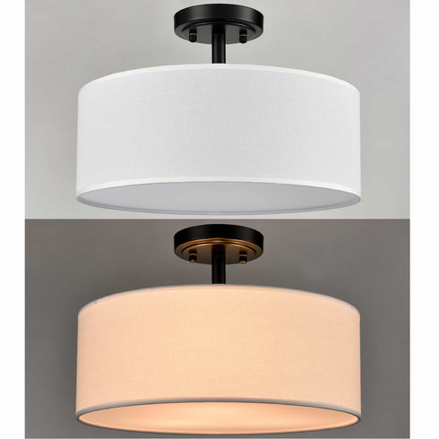Frassinero 3-Light Semi Flush Mount Ceiling Light with Fabric Drum Shade