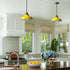 Yellow Pendant Light Fixture Dome Kitchen Islands Hanging Light Metal Rod