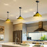 Yellow Pendant Light Fixture Dome Kitchen Islands Hanging Light Metal Rod