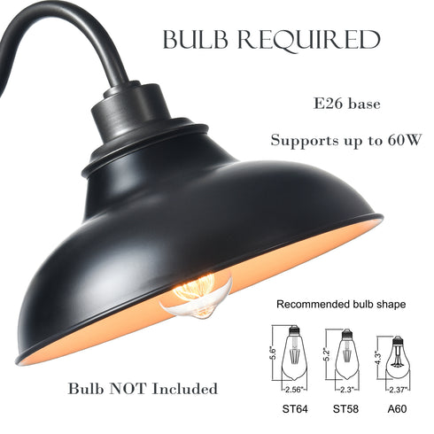 Black Gooseneck Wall Sconces Farmhouse Barn Light