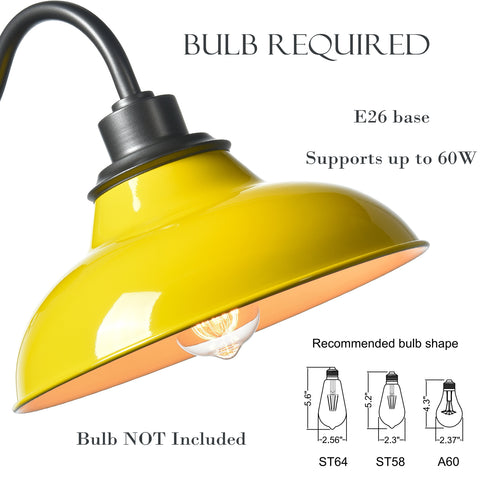 Yellow Gooseneck Wall Sconce Modern Barn Light