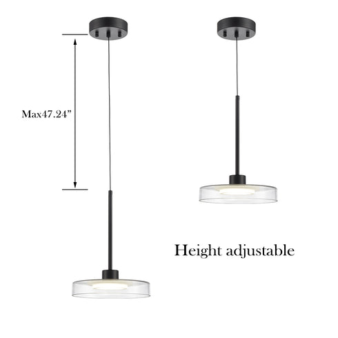 Black LED Pendant Light Modern Hanging Light 4000k