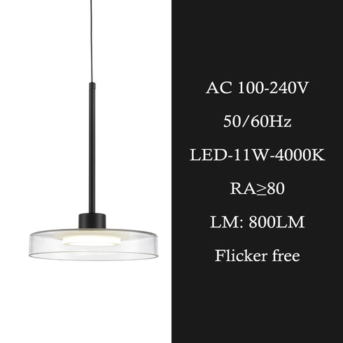 Black LED Pendant Light Modern Hanging Light 4000k