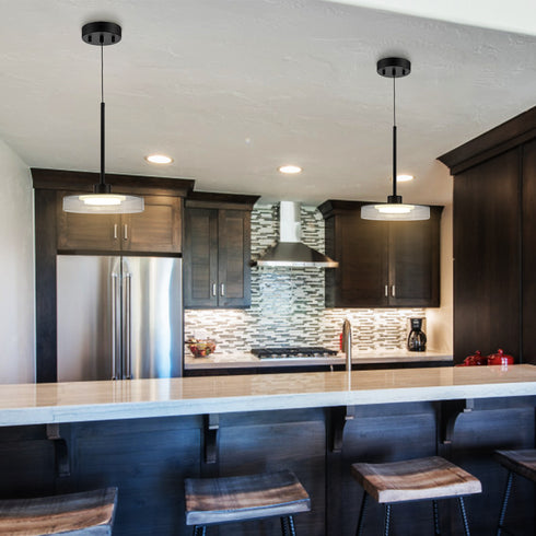 Black LED Pendant Light Modern Hanging Light 4000k