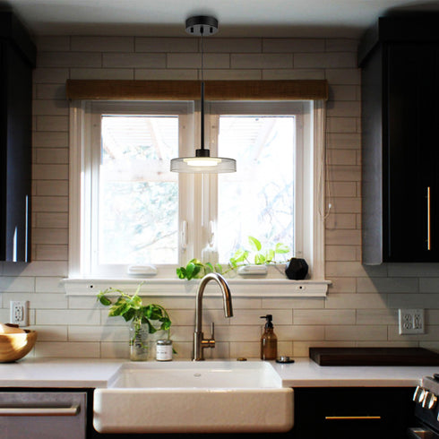 Black LED Pendant Light Modern Hanging Light 4000k