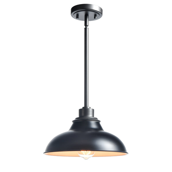 Black Pendant Light Fixture Dome Kitchen Islands Hanging Light Metal Rod