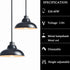 Black Pendant Light Fixture Dome Kitchen Islands Hanging Light Metal Rod