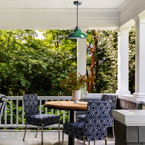 Green Pendant Light Fixture Dome Kitchen Islands Hanging Light Metal Rod