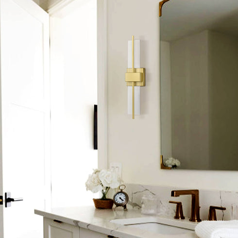 Modern LED Wall Sconce Gold Indoor Wall Light with Clear Acrylic Shade