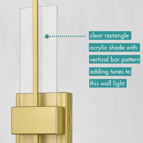 Modern LED Wall Sconce Gold Indoor Wall Light with Clear Acrylic Shade