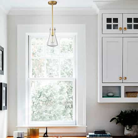 Modern Gold Pendant Light with Clear Glass Shade