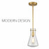 Modern Gold Pendant Light with Clear Glass Shade