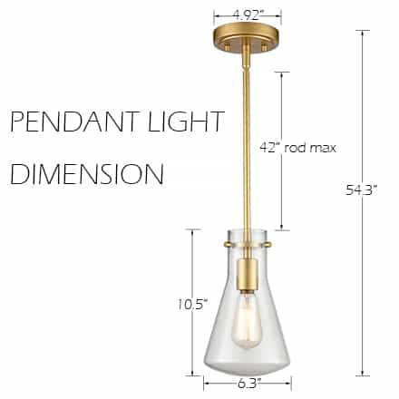 Modern Gold Pendant Light with Clear Glass Shade
