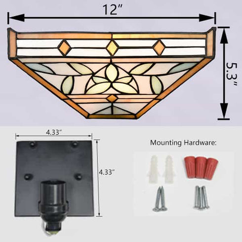 Stained Glass Sconce Light Tiffany Style Wall Mount Light