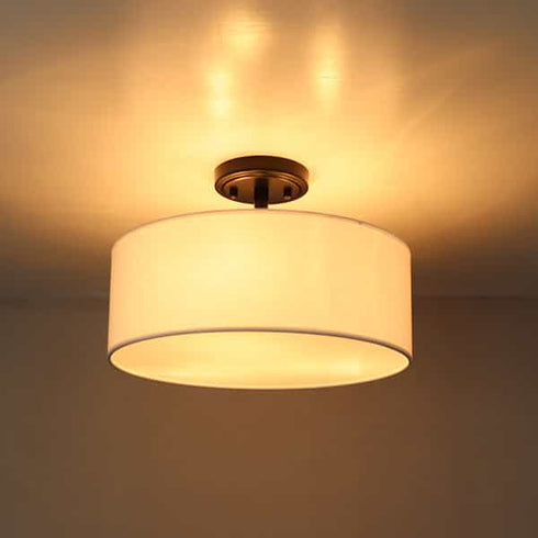 Frassinero 3-Light Semi Flush Mount Ceiling Light with Fabric Drum Shade