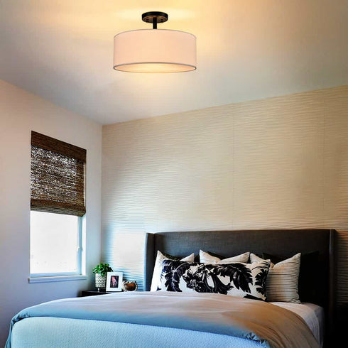 Frassinero 3-Light Semi Flush Mount Ceiling Light with Fabric Drum Shade