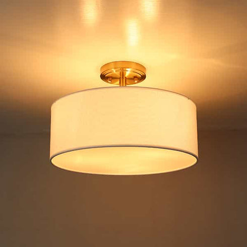 Frassinero 3-Light Semi Flush Mount Ceiling Light with Fabric Drum Shade