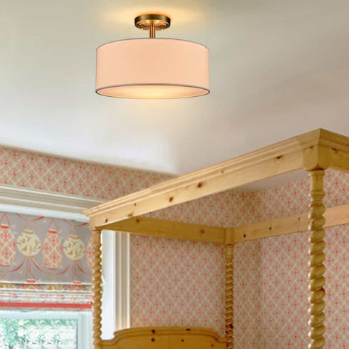 Frassinero 3-Light Semi Flush Mount Ceiling Light with Fabric Drum Shade