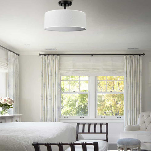 Frassinero 3-Light Semi Flush Mount Ceiling Light with Fabric Drum Shade