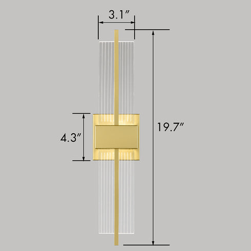 Modern LED Wall Sconce Gold Indoor Wall Light with Clear Acrylic Shade