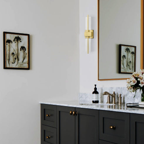 Modern LED Wall Sconce Gold Indoor Wall Light with Clear Acrylic Shade