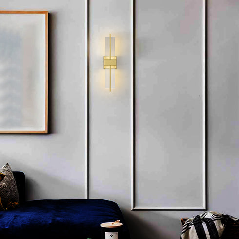 Modern LED Wall Sconce Gold Indoor Wall Light with Clear Acrylic Shade