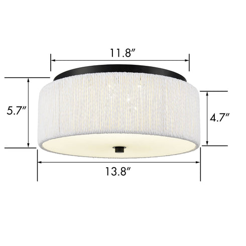 LED Flush Mount Ceiling Light White Paper Twine Shade