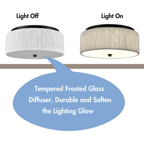 LED Flush Mount Ceiling Light White Paper Twine Shade