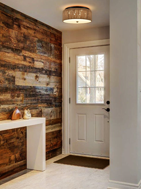 LED Flush Mount Ceiling Light Brown Paper Twine Shade