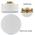 Modern Gold Ceiling Light with Drum Linen Shade 3 Sockets