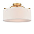 Modern Gold Ceiling Light with Drum Linen Shade 3 Sockets