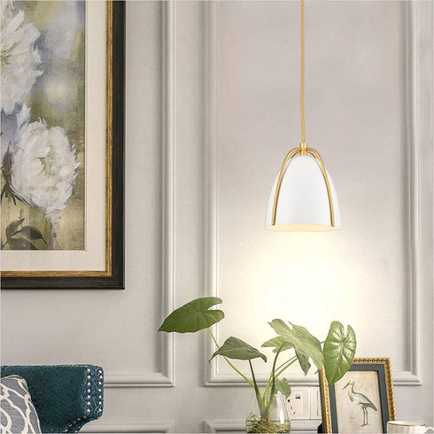 Modern Gold Kitchen Island Pendant Light White Bell Shade