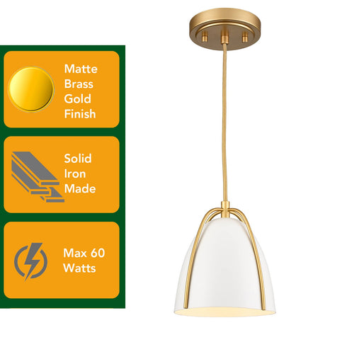 Modern Gold Kitchen Island Pendant Light White Bell Shade