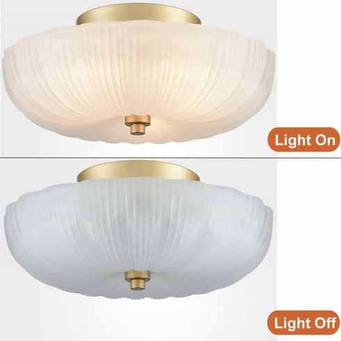 Modern 3-Light Ceiling Light Brass with 12 Inch Sanding Glass