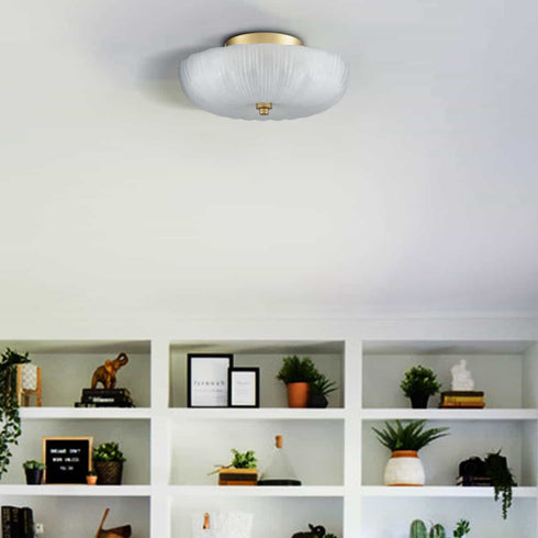 Modern 3-Light Ceiling Light Brass with 12 Inch Sanding Glass