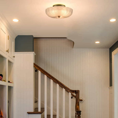 Modern 3-Light Ceiling Light Brass with 12 Inch Sanding Glass