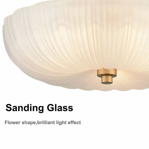 Modern 3-Light Ceiling Light Brass with 12 Inch Sanding Glass