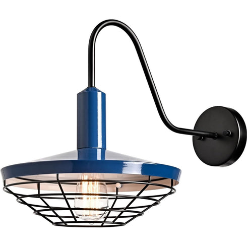 Rustica Navy Blue Wall Sconce 1-Light Farmhouse Gooseneck Wall Light Fixture with Barn Shade (Copy)
