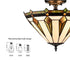 Rivello 15-Inch Tiffany Stained Glass 3-Light Ceiling Light