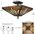 Caramanico Tiffany Style 3-Light Semi-Flush Mount Stained Glass Ceiling Light