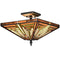 Caramanico Tiffany style 3-light semi-flush stained glass ceiling light