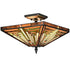 Caramanico Tiffany style 3-light semi-flush stained glass ceiling light