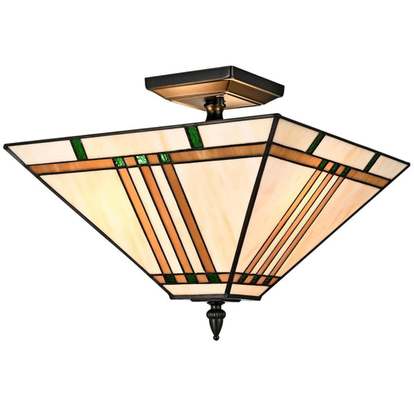 Guardiagrele Tiffany style geometric stained glass semi-flush ceiling light